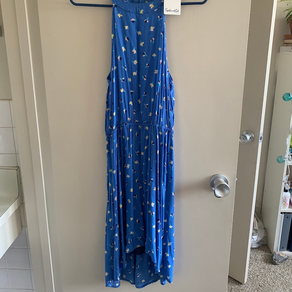 Blue floral print high low dress by splendid